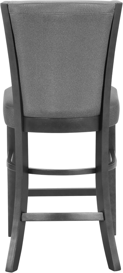 Set of 2 Modern Counter Height Dining Chairs with Plush Gray Upholstery and Sleek Black Legs for Kitchen Island