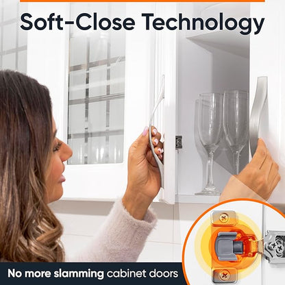 Decobasics 20 Pack Soft Close Cabinet Hinges – 3/4" Overlay for Kitchen Cabinet Doors, Face Frame Concealed Hidden Hinges – Stainless Steel, Self-Closing with 3-Way Adjustment & Slow Close Damper