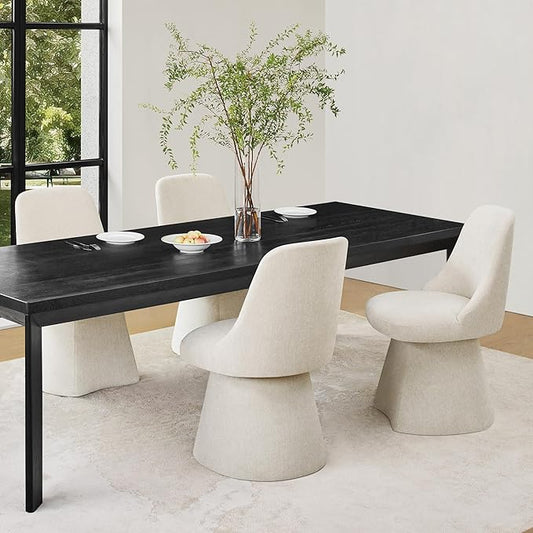 KISLOT Swivel Dining Chairs Set of 4, Upholstered Mid Century Modern Deskchair with High Back, Linen Fabric Kitchen Chairs for Dining Room, Bedroom, Dressing Room, Linen
