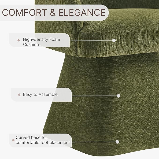 KISLOT Swivel Dining Chairs Set of 4, Mid Century Modern Chairs Fabric Upholstered Armchair with Armrest & Ergonomic Backrest for Dining Room, Kitchen, Bedroom, Living Room, Green, 4 Boxs
