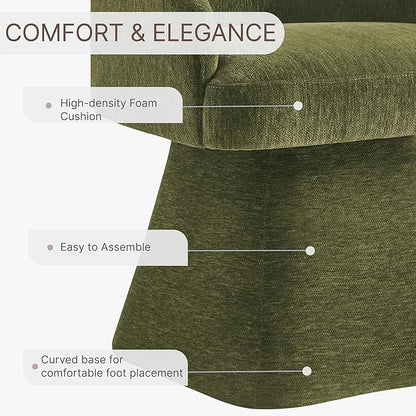 KISLOT Swivel Dining Chairs Set of 4, Mid Century Modern Chairs Fabric Upholstered Armchair with Armrest & Ergonomic Backrest for Dining Room, Kitchen, Bedroom, Living Room, Green, 4 Boxs