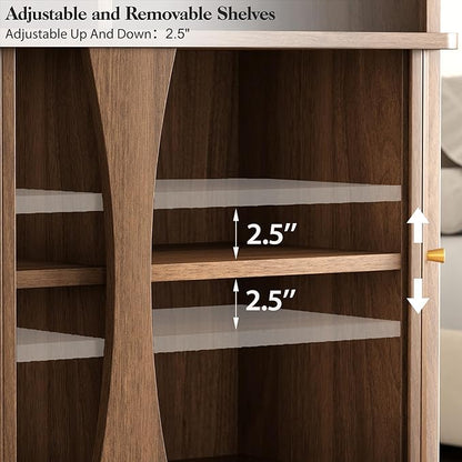 Decofy 39" Buffet Sideboard Cabinet, Mid Century Modern Console Cabinet with Roller Shutter Sliding Doors & Adjustable Shelves for Kitchen Cabinets, Living Room, Entryway, Coffee Bar Cabinet (Walnut)