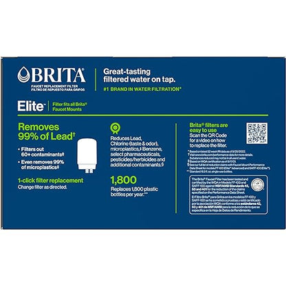 Brita Replacement Water Filter for Faucet Mount, Removes 99% of Lead, Sink Filtration System, Chrome, 3 Count