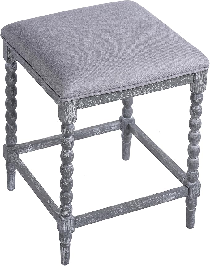Harper & Bright Designs 26''Counter Stools,Set of 4 with Upholstered Seat, Solid Acacia Wood Frame, Foam-Padded Seat, Open Airy Design for Kitchen Island and Bar, Gray