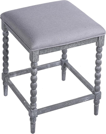 Harper & Bright Designs 26''Counter Stools,Set of 2 with Upholstered Seat, Solid Acacia Wood Frame, Foam-Padded Seat, Open Airy Design for Kitchen Island and Bar, Gray