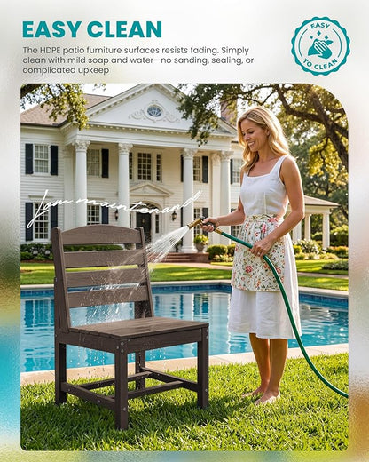 SERWALL Patio Dining Sets for 10 Person, HDPE Dining Set with 2 Tables, 8 Armless Chairs and 2 Armed Dining Chairs, Coffee