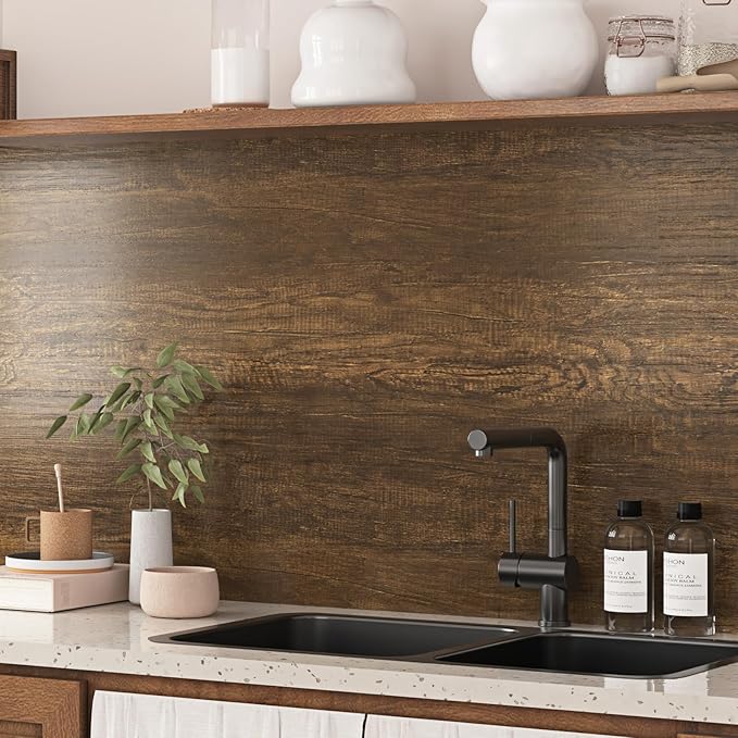 WESTICK Wood Contact Paper Peel and Stick Wallpaper Wood Vinyl Wrap Distressed Wood Grain Contact Paper for Countertops Waterproof Wood Wall Paper for Kitchen Cabinets Desk Shelf Liner 78 x 15.8 in