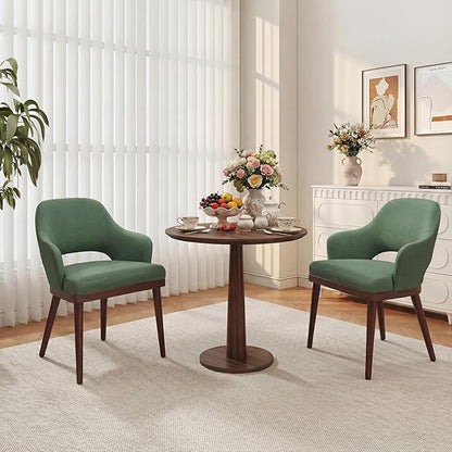 MALOL Wooden Dining Chairs Set of 4, Modern Fabric Upholstered Dining Room Chair, Kitchen Side Chairs, Farmhouse Dinner Chair with Open Back for Kitchen, Green