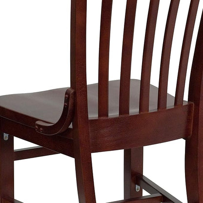 Flash Furniture HERCULES Series School House Back Mahogany Wood Restaurant Chair (Pack of 4)