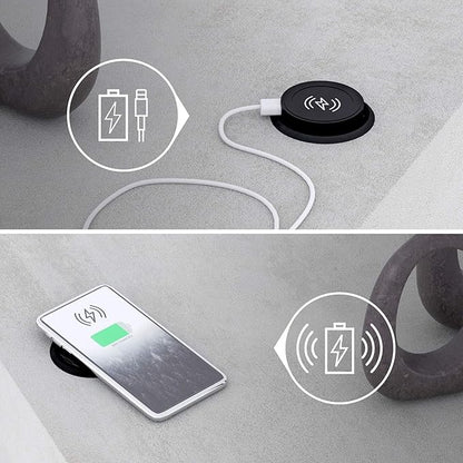 Mobili Fiver, Evolution Dining Table 70.9 x 23.6 in, with Wireless Charger, Concrete Effect, Grey with Two Legs, Made in Italy