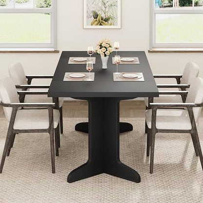 GAOMON 71.1 Inch Dining Table for 6-8 People, Farmhouse Rectangle Kitchen Table, Large Wooden Dinner Table with Thicken Tabletop and Sturdy Legs, Kitchen and Dining Room Furniture, Black