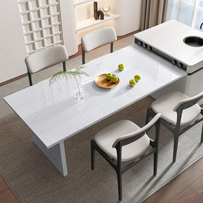 Decoroom Granite Contact Paper for Countertops, 17.7" x 118", Thickened Glossy Waterproof Peel and Stick, Self-Adhesive Marble Wallpaper for Kitchen, Bathroom, Cabinets, and Countertop Refinishing