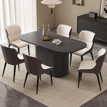 Miuuod 62.99" Large Modern Dining & Kitchen Table Set,1 Dining Table with 4 Cushion Chairs for 6-8,Oval Dining Table,Coffee Table Space-Saving Dining Table,Dark Grey