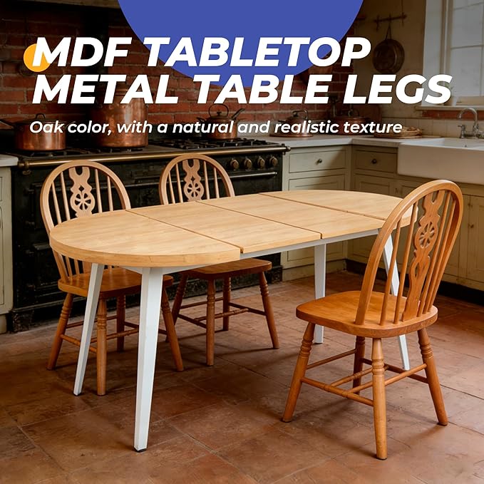 Extendable Dining Room Table, 70.87”-39.37”Large Oval Kitchen Table Set for 4 to 6 People，Wood Tabletop Foldable Tables for Conference Room (1 Table Only Oak)