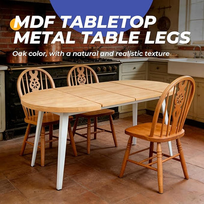 Extendable Dining Room Table, 70.87”-39.37”Large Oval Kitchen Table Set for 4 to 6 People，Wood Tabletop Foldable Tables for Conference Room (1 Table Only Oak)