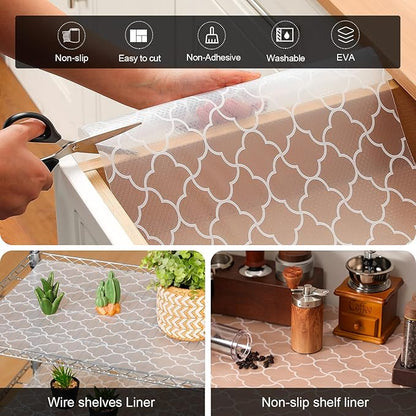 Cooyes Shelf Liner – Premium Non-Adhesive Cabinet & Drawer Liner for Kitchen – Waterproof Shelf Paper with Modern Pattern – Durable EVA Cabinet Mat – Easy to Cut (17.5" W x 78.7" L)