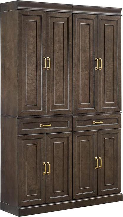 Crosley Furniture Stanton 2-Piece Pantry Storage Cabinet Set with Shelves, Kitchen, Dining, or Laundry Room, Coffee