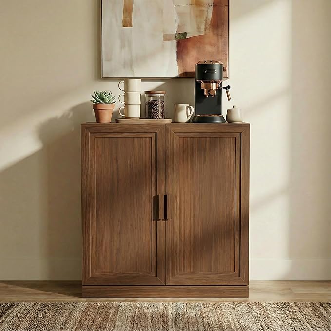Casaphoria Adam Sideboard Buffet Cabinet with Storage, Sideboard Cabinet with Wooden Doors & Adjustable Shelves, 31" W x 36" H Coffee Bar for Entryway Kitchen Living Room, Walnut