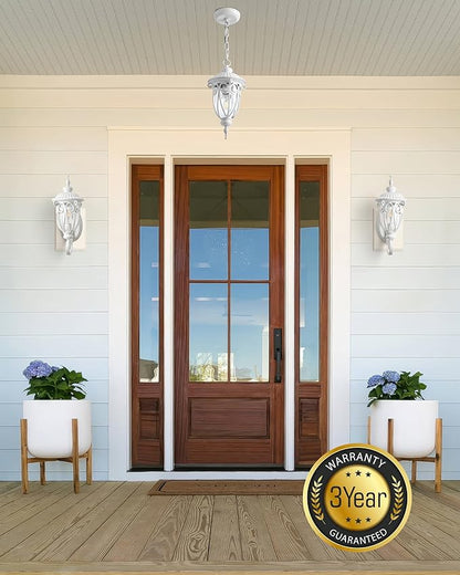 VIANIS Dusk to Dawn Outdoor Garage Lighting Fixtures White, Delicate Exterior Lighting Fixtures with Bubble Glass, White Porch Lights Outdoor for Doorway, Garden, Garage, Vintage Style, Waterproof
