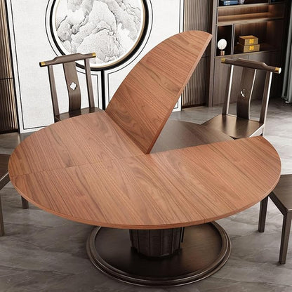Wood Round Foldable Table Top Only Large Portable Tabletop for Desktop Transformation 47 51 55 59 63 71 inch 4-Fold Folding Round Table Top Extender Space Saving for Family Dinners(Light Walnut,55")