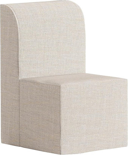 Linen Upholstered Armless Dining Chair, Modern Comfortable Dining Room Chair Side Leisure Chairs with Mid Back for Dining Room Kitchen Bedroom Reading Room, No Assemble, Beige