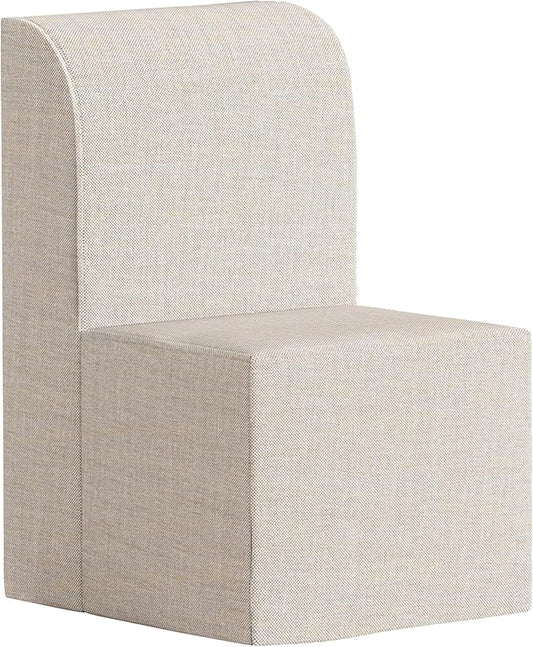 Linen Upholstered Armless Dining Chair, Modern Comfortable Dining Room Chair Side Leisure Chairs with Mid Back for Dining Room Kitchen Bedroom Reading Room, No Assemble, Beige