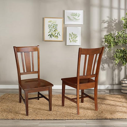IC International Concepts, Set of Two San Remo SplatBack Dining Chairs, Espresso, 225lbs wt capacity, Solid Real Wood, Sturdy Parawood, Espresso