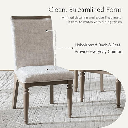 HULALA HOME Dining Chairs Set of 2 Upholstered Kitchen Dining Room Chairs with Rubber Wooden Leg, Linen Fabric, High-Back, Mid-Century Modern Parson Dinner Chair for Living Room Restaurant, Grey