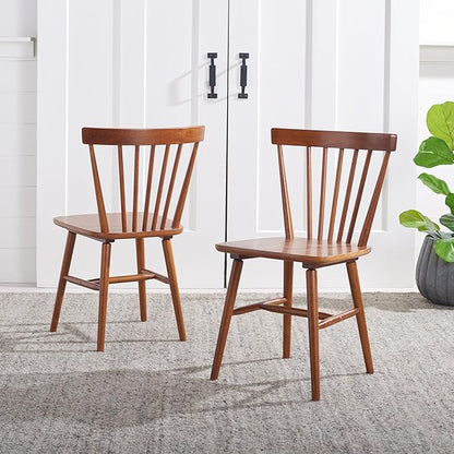 SAFAVIEH Home Collection – Winona Set of 2 Walnut Windsor Farmhouse Dining Chairs, Spindle Back Wood Chairs, Classic Casual Seating (DCH8500G-SET2)