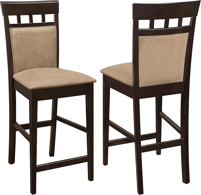 Coaster Home Furnishings - Gabriel - Wood Upholstered Counter Height Chairs (Set of 2) - Closed Back, Padded Seat and Back - Dining Room & Kitchen - Cappuccino - 100219