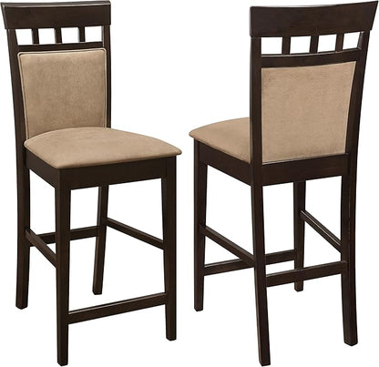 Coaster Home Furnishings - Gabriel - Wood Upholstered Counter Height Chairs (Set of 2) - Closed Back, Padded Seat and Back - Dining Room & Kitchen - Cappuccino - 100219