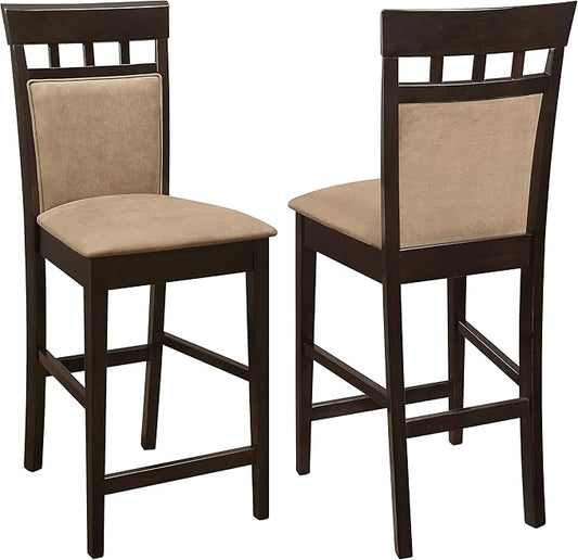 Coaster Home Furnishings - Gabriel - Wood Upholstered Counter Height Chairs (Set of 2) - Closed Back, Padded Seat and Back - Dining Room & Kitchen - Cappuccino - 100219