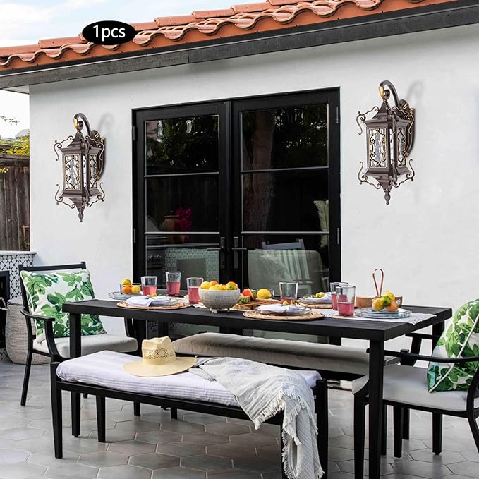Outdoor Wall Light Fixtures, IP55 Waterproof Outside Wall Lantern Retro Exterior Wall Sconces Vintage Wall-Mounted Lights for Garage House Porch Doorway, E26 w/o Bulb