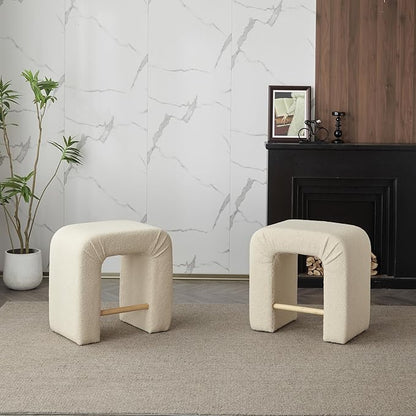 24''Boucle Stool Set of 2,Dining Chairs for Home Kitchen Island,Cream