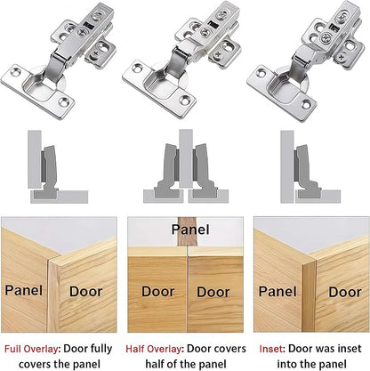 20 Pack Inset Soft Close Cabinet Hinges, Frameless European Kitchen Cabinet Hinges 35mm Cup Clip-On 3D Adjustment Concealed Cabinet Door Hinges Nickel Plated Finish