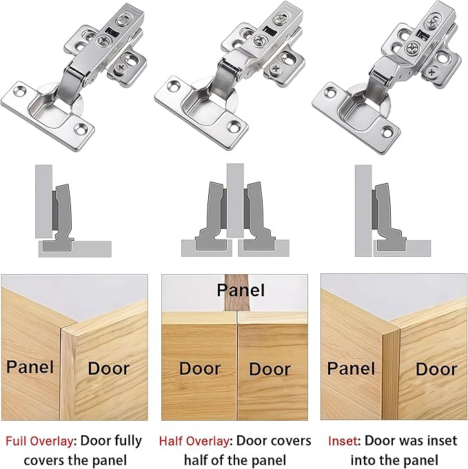 10 Pack 5 Pairs Soft Close Inset Cabinet Hinges European Kitchen Heavy-Duty Frameless Adjustable Concealed 35mm Cup 3D Clip-On Two-Way Hinge Nickel Plated Finish