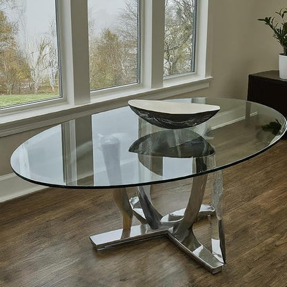 Custom Oval Tempered Glass Table Top – 1/2 Inch Thick – Beveled Edge – Made to Size – Replacement Glass for Coffee and Dining Tables