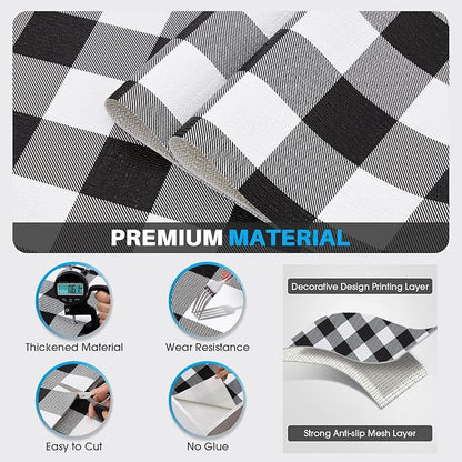 Coavas Shelf and Drawer Liner, Non Slip Extra Grip Non Adhesive Waterproof Thickened Cabinet Mat, Easy Cut for Kitchen Pantry Bathroom Dresser Cupboard (Black Stripe, 12IN x 20FT)