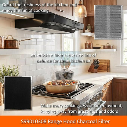 2-Pack S99010308 Range Hood Charcoal Filter 10.8 x 13.3 Inch Non-Ducted Stove Hood Vent Filter Replacement for Bro-an BPSF30 QS/WS series G-e WB02X10707