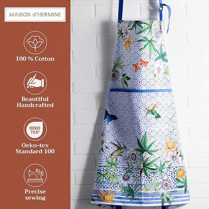 Maison d' Hermine 100% Cotton Apron for women with Pocket Kitchen Chef Apron for Men Cooking Mothers Day Gifts