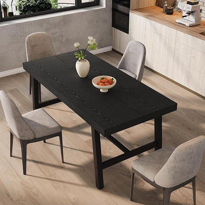 GarveeHome 63 Inch Compact Rectangular Table for Dining Room & Kitchen, Industrial Dining Table for 4-6 People, Heavy Duty Metal Frame, Black