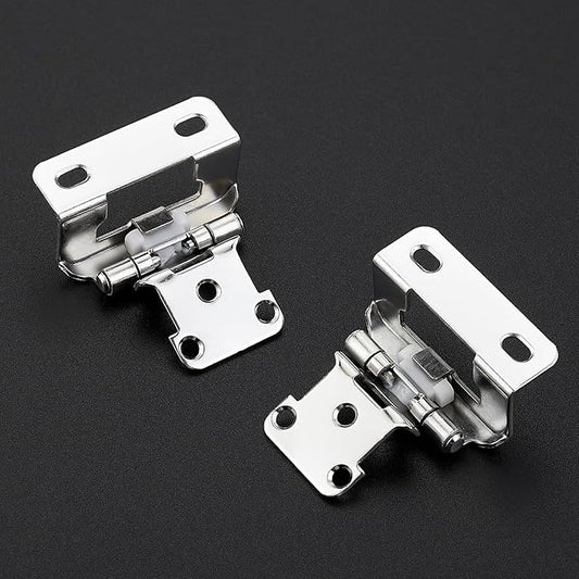 Ravinte 10 Pack 5 Pairs Semi-Overlay 1/2 inch Self-Closing Face Frame Cabinet Hinges Polished Chrome Half Wrap-Around Kitchen Cabinet Door Hinges Face Mount Cabinet Hardware