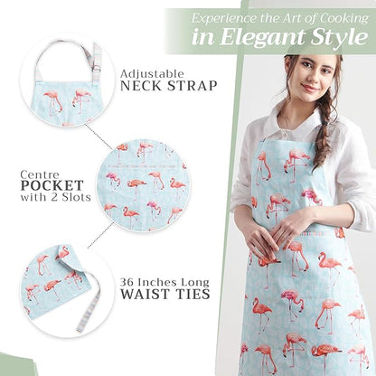 Maison d' Hermine 100% Cotton Apron for women with Pocket Kitchen Chef Apron for Men Cooking Mothers Day Gifts