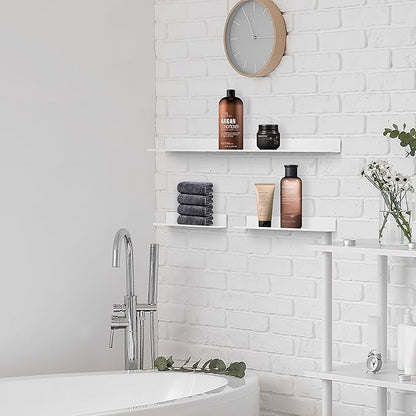 Z metnal Wall Shelves, Floating Shelves, Metal Bathroom Shelf for Storage Organization, Aluminum, Wall Mounted, White, 20 inch, 2 Pack