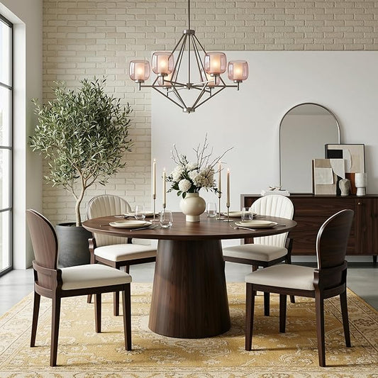 LIKIMIO Dining Chairs Set of 2, Solid Wood Frame with 19.6" Wide Leather Upholstered Seat, Modern Kitchen Chair, 350lbs Capacity, Ideal for Big & Tall Adults & Family for Dining Room, Beige