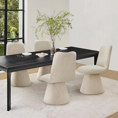 KISLOT Swivel Dining Chairs Set of 1, Modern Upholstered Dining Chair Mid Century Kitchen Chairs with High Back, 360 Degree Rotating Vanity Chair for Dining Room, Bedroom, Farmhouse, Sand
