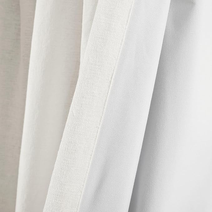 Lush Decor Linen Button Window Curtain Panel, Single, 40" W x 84" L, Off-white - Country Curtains - Rustic Decor - Color Block Modern Farmhouse Curtains For Living Room, Bedroom & Dining Room