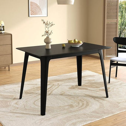 Mid - Century Modern Solid Wood Table with 4 Farmhouse Pcs Tapered Dining Table Legs for Kitchen Island, Bench - Natural Hardwood Replacement Legs (Black)