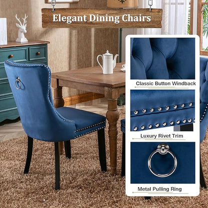 Goujxcy 5-Piece Extendable Dining Table Set for 4, 63-78 Inch Faux Travetine Kitchen Table Set with 4 Blue Upholstered Chairs Modern Wood Expandable Dining Room Table Set for Kitchen Apartment