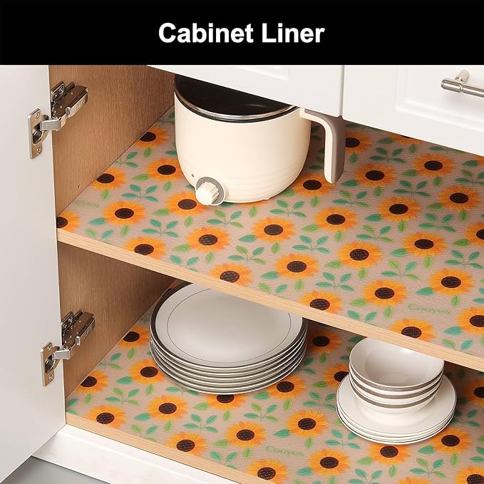 Cooyes Shelf Liner – Premium Non-Adhesive Cabinet & Drawer Liner for Kitchen – Waterproof Shelf Paper with Modern Pattern – Durable EVA Cabinet Mat – Easy to Cut （24" W x 120" L）